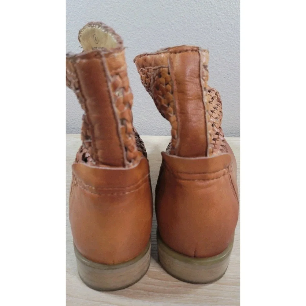 Seychelles Woven Leather Western‎ Ankle Boots Womens 9 Brown Boho Made In India